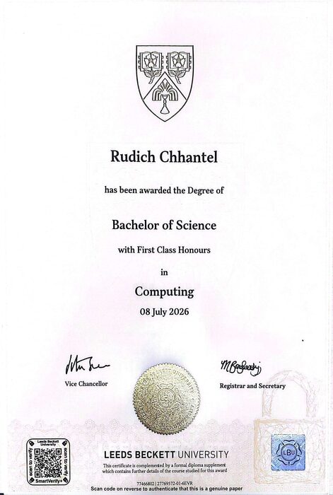 BSc (Hons) Computing degree certificate